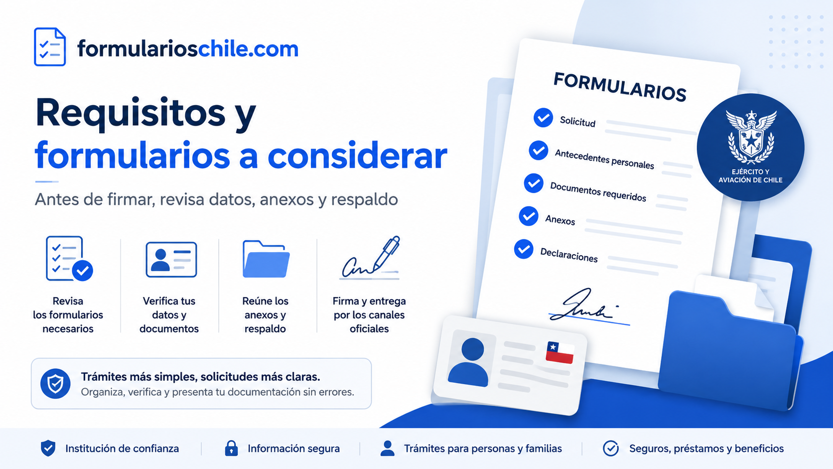 Requisitos generales antes de presentar una solicitud